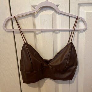 SHEIN Brown Leather Top